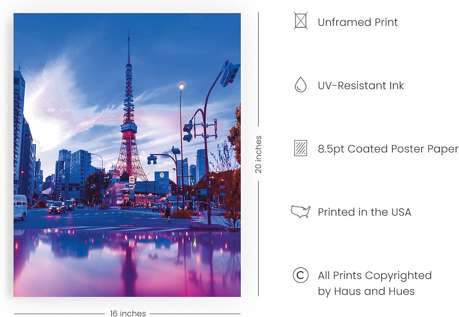 imageRipGrip Tokyo Neon Wall Art Posters  Dorm Room Decorations Cool Posters for Teens Dope Picture Sets Black Frame 12x16Tokyo