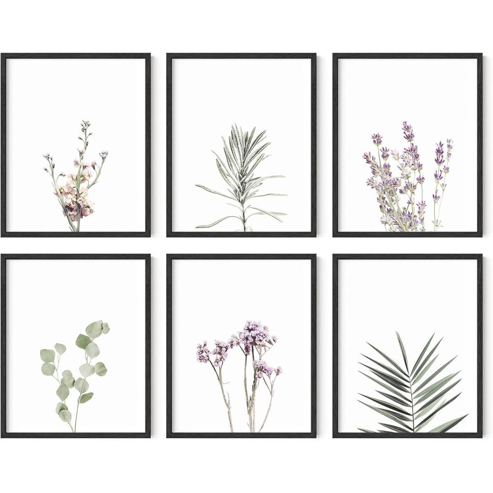 imageHAUS AND HUES Floral ampamp Plant Posters  Set of 6 Botanical Prints Flower ampamp Plant Wall Art Botanical Decor Unframed 16x20Lavender