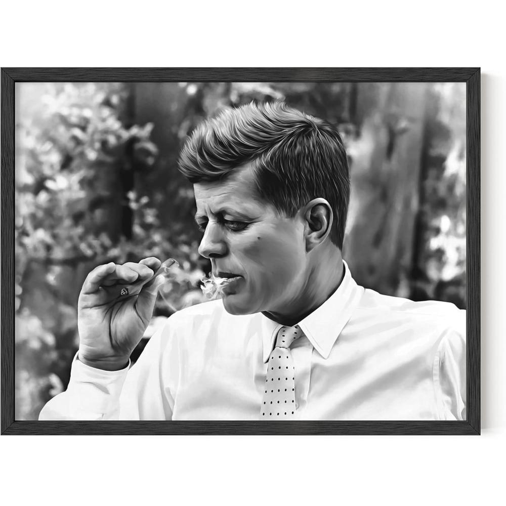 imageHAUS AND HUES Muhammad Ali Posters  Muhammad Ali Canvas Wall Art in Ring Boxing Prints Sports and Gym Artwork Black History Pictures for Wall Sport Posters for Man Cave Beige Framed 16x20Jfk