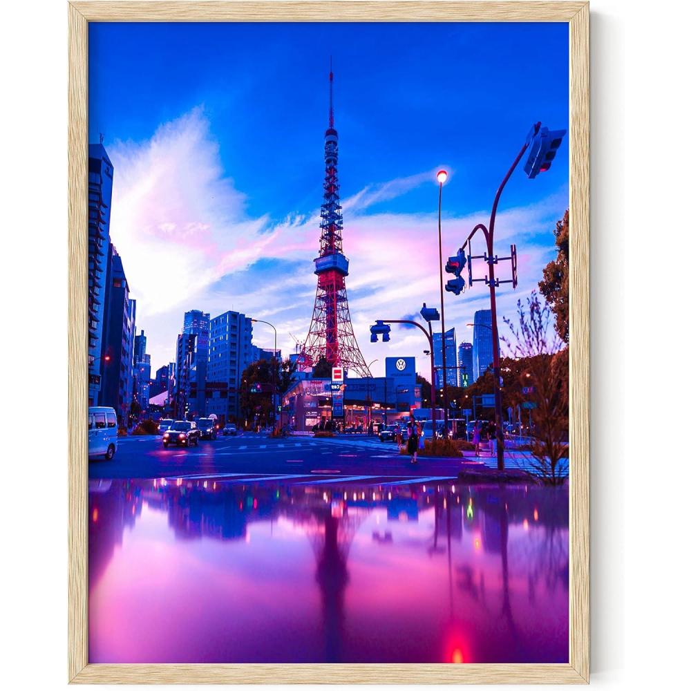 imageRipGrip Tokyo Neon Wall Art Posters  Dorm Room Decorations Cool Posters for Teens Dope Picture Sets Black Frame 12x16Tokyo