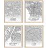 imageHAUS AND HUES Black and White Wall Art  Set of 4 City Map Pictures Paris Wall Decor New York City Wall Art London Art Print Los Angeles City Art Black Frame 11x14Maps