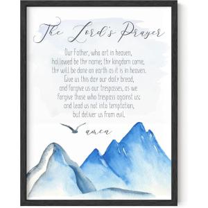 imageHAUS AND HUES Bible Verse Wall Art  Christian Motivational Posters The Lords Prayer Wall Decor Bible Verse Wall Art Bible Quotes Frameable Our Father Prayer Wall Decor Beige Frame 12x16The Lords Prayer