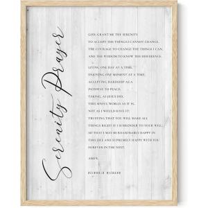 imageHAUS AND HUES Bible Verse Wall Art  Christian Motivational Posters The Lords Prayer Wall Decor Bible Verse Wall Art Bible Quotes Frameable Our Father Prayer Wall Decor Beige Frame 12x16Serenity Prayer