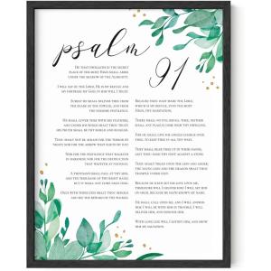 imageHAUS AND HUES Bible Verse Wall Art  Christian Motivational Posters The Lords Prayer Wall Decor Bible Verse Wall Art Bible Quotes Frameable Our Father Prayer Wall Decor Beige Frame 16x20Psalm 91