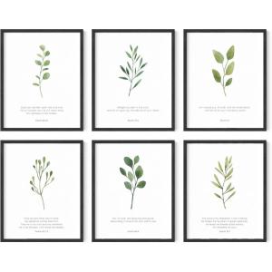 imageHAUS AND HUES Bible Verses Wall Decor  Set of 6 Christian Scripture Art Prints Inspirational Bible Verses Wall Decor Psalms Wall Art Black Frame 11x14Unframed