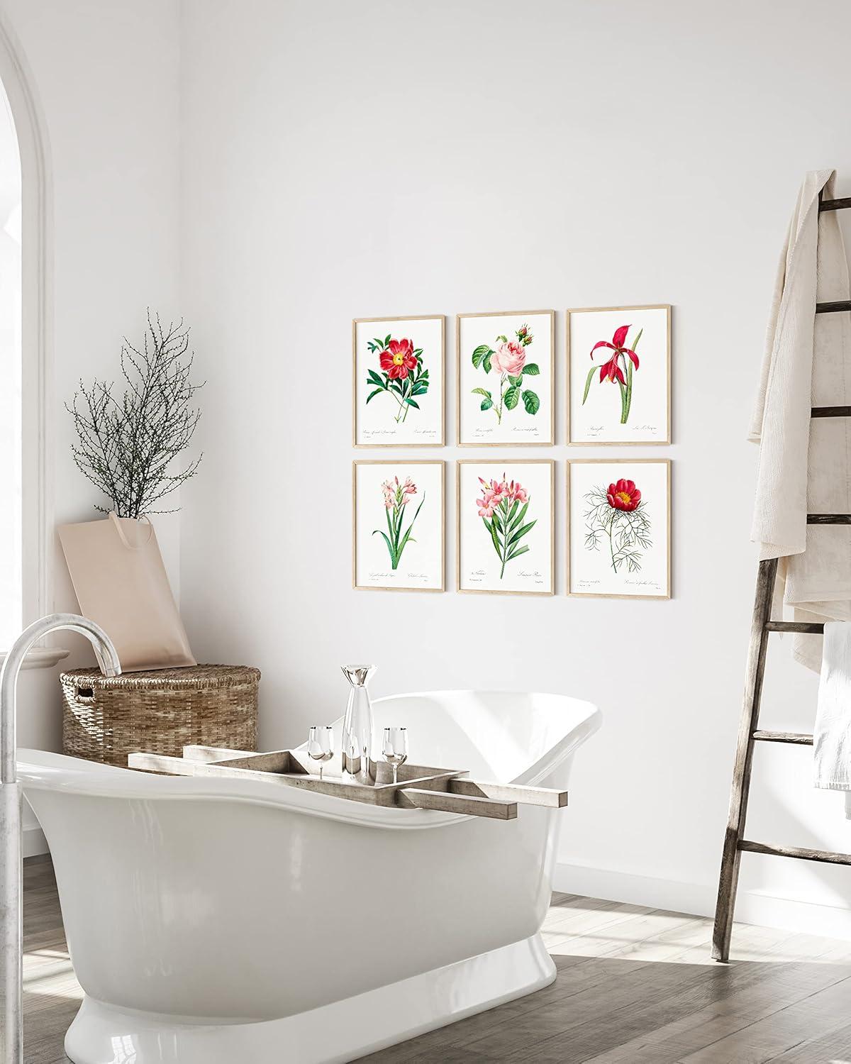 imageHAUS AND HUES Floral ampamp Plant Posters  Set of 6 Botanical Prints Flower ampamp Plant Wall Art Botanical Decor Beige Frame 8x10Vintage Flowers Set