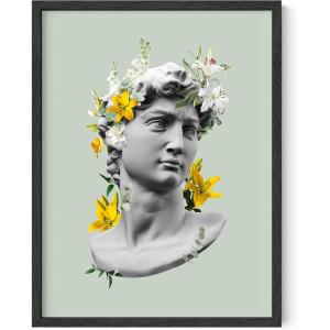 imageHAUS AND HUES Art Poster  Female Figure Line Art 12x16 Unframed Minimalist Wall Decor Green Face Line Modern Abstract Wall Art for Living Room ampamp BedroomDavid Flowers