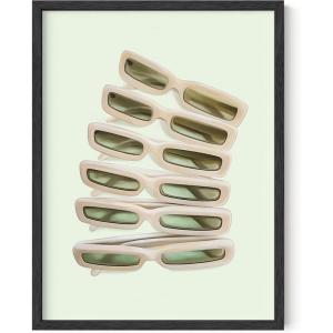 imageHAUS AND HUES Art Poster  Female Figure Line Art 12x16 Unframed Minimalist Wall Decor Green Face Line Modern Abstract Wall Art for Living Room ampamp BedroomGreen Sunglasses