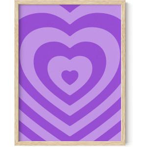imageHAUS AND HUES Purple Pictures Wall Decor  Girls Wall Art for Bedroom Aesthetic Neon Posters Purple Wall Decor for Bedroom Black Framed 16x20Purple Layered Heart