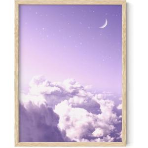 imageHAUS AND HUES Purple Pictures Wall Decor  Girls Wall Art for Bedroom Aesthetic Neon Posters Purple Wall Decor for Bedroom Black Framed 16x20Purple Sky