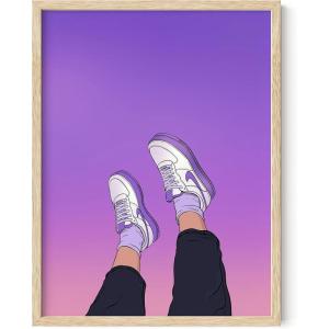 imageHAUS AND HUES Purple Pictures Wall Decor  Girls Wall Art for Bedroom Aesthetic Neon Posters Purple Wall Decor for Bedroom Black Framed 16x20Purple Topsy Turvy