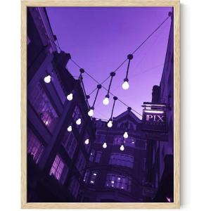 imageHAUS AND HUES Purple Pictures Wall Decor  Girls Wall Art for Bedroom Aesthetic Neon Posters Purple Wall Decor for Bedroom Black Framed 16x20String Lights