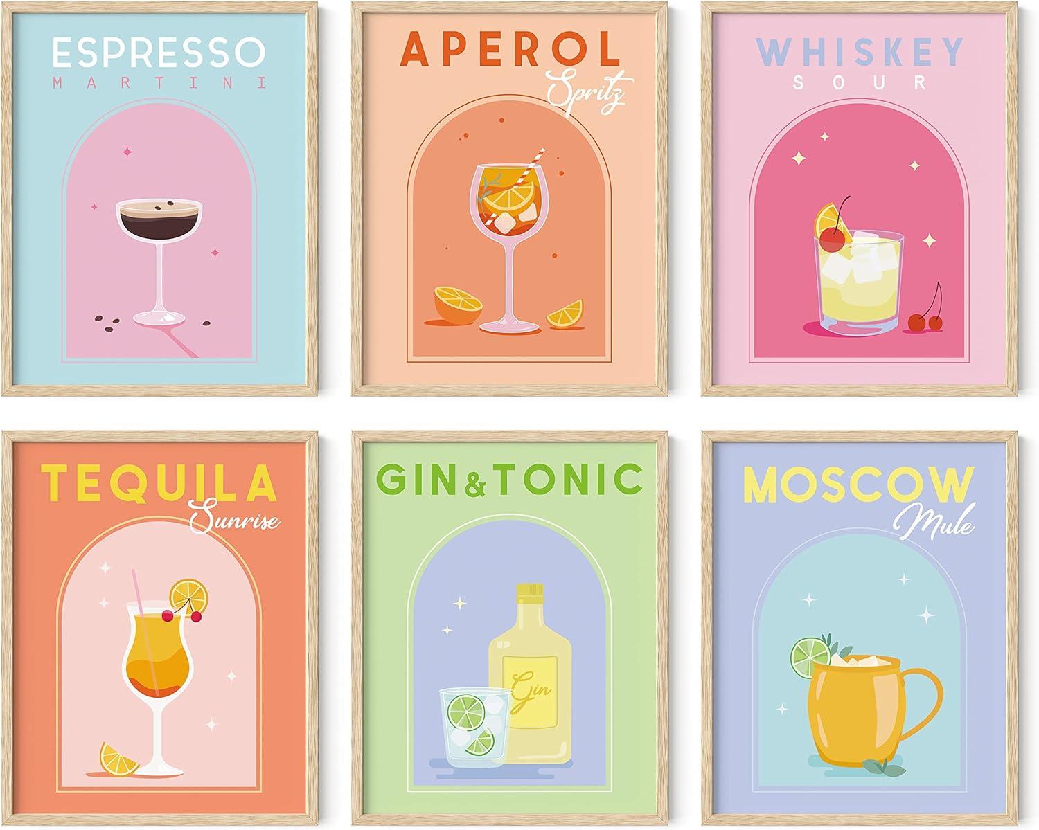imageHAUS AND HUES Colorful Travel Wall Art  Set of 6 Framed Posters Trendy Preppy Room Decor Aesthetic Travel Prints Around the World Wall Decor Black Frame 11x14Party