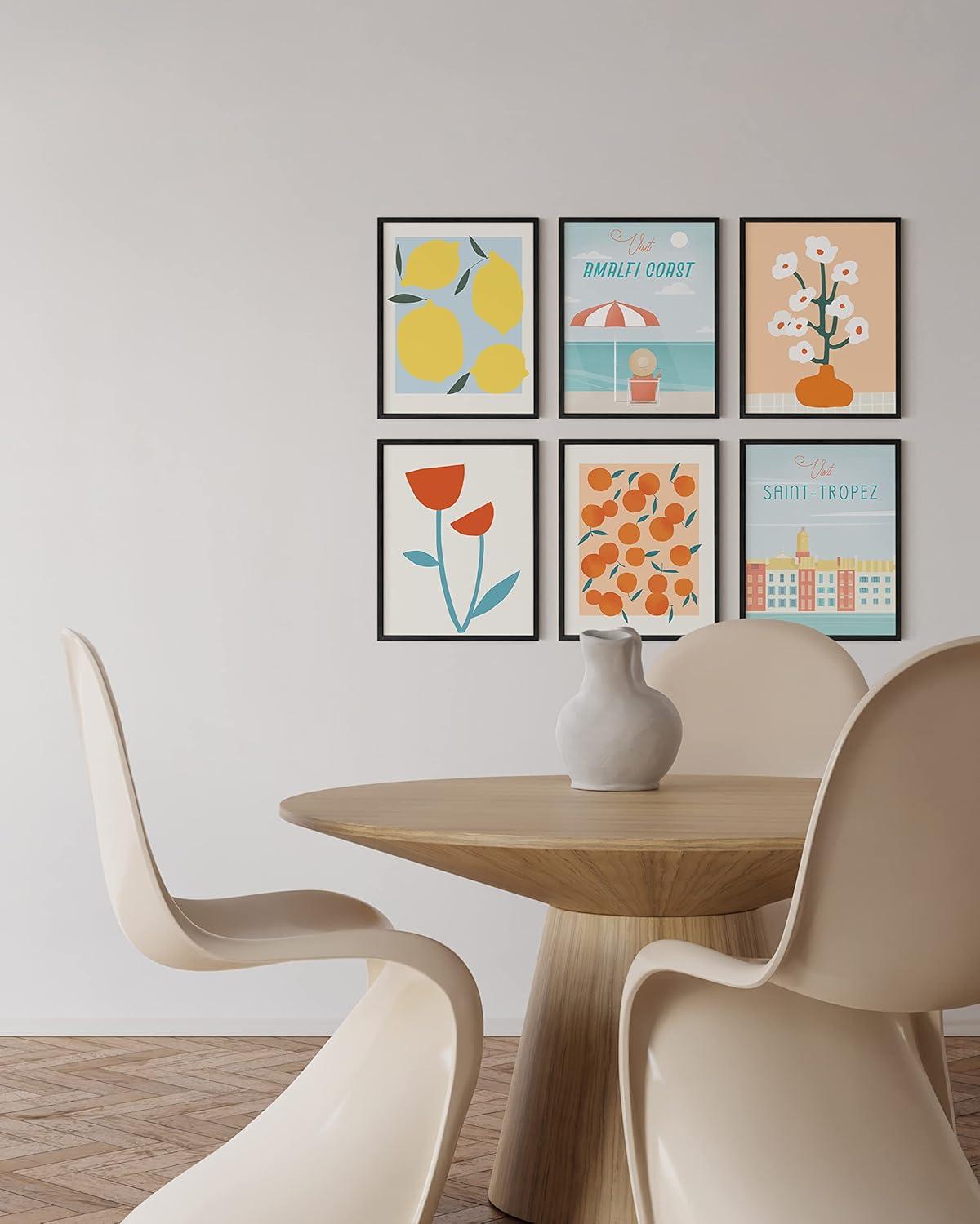 imageHAUS AND HUES Colorful Travel Wall Art  Set of 6 Framed Posters Trendy Preppy Room Decor Aesthetic Travel Prints Around the World Wall Decor Black Frame 11x14Travel Gallery