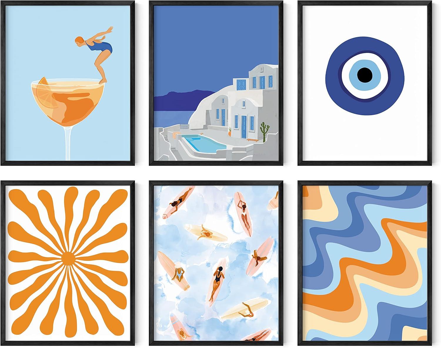 imageHAUS AND HUES Vintage Travel Posters Set  Set of 6 Beach Wall Art Tropical Seascape Prints Floral Vintage Travel Posters Coastal Decor Unframed 8x10Summer Gallery