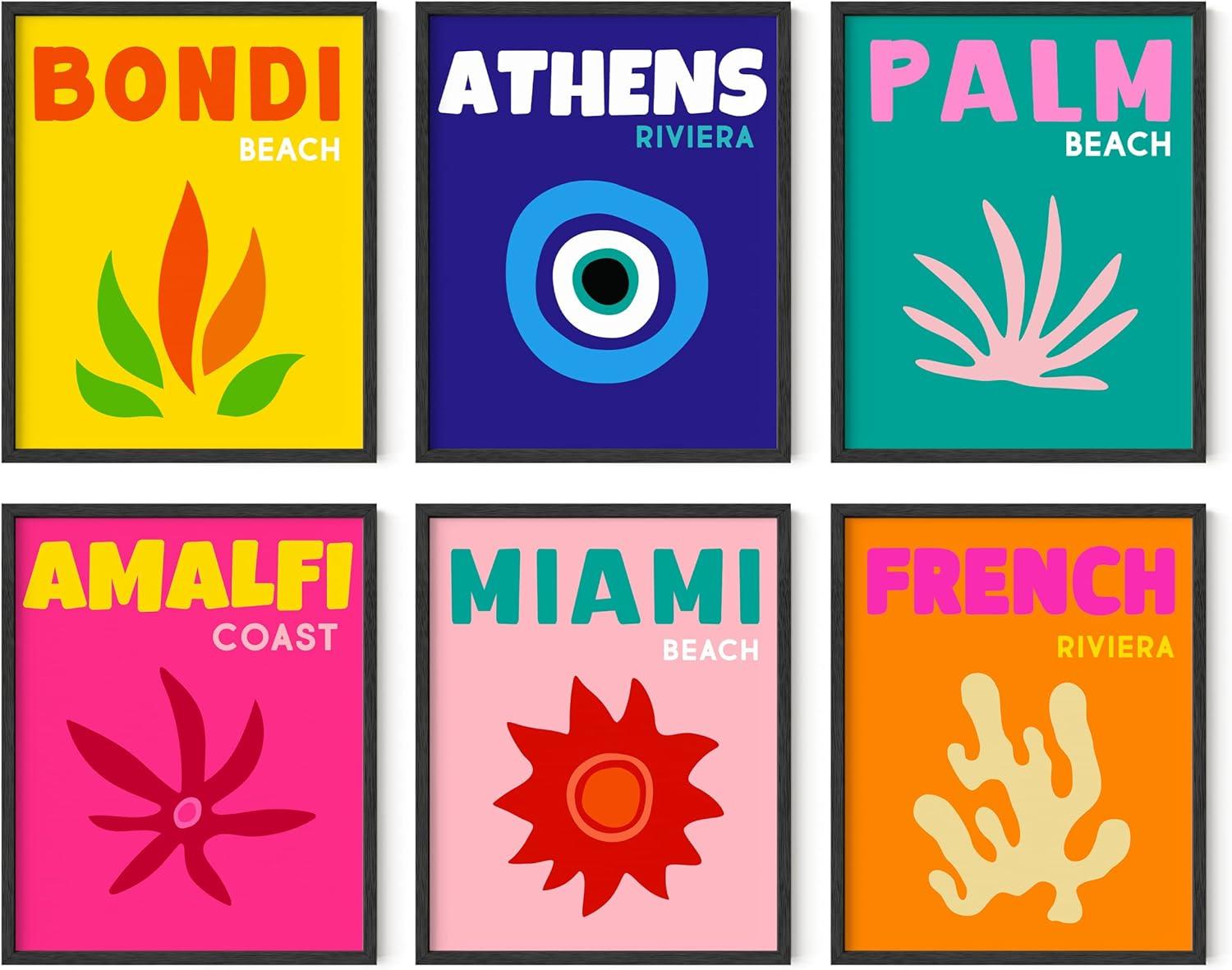 imageHAUS AND HUES Vintage Travel Posters Set  Set of 6 Beach Wall Art Tropical Seascape Prints Floral Vintage Travel Posters Coastal Decor Unframed 8x10Travel