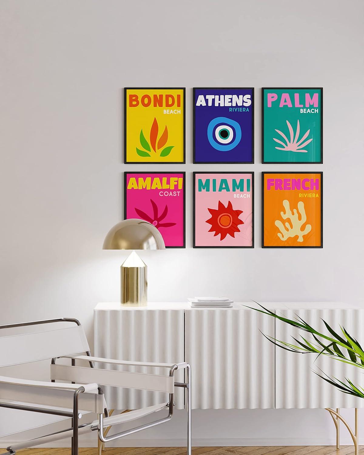 imageHAUS AND HUES Vintage Travel Posters Set  Set of 6 Beach Wall Art Tropical Seascape Prints Floral Vintage Travel Posters Coastal Decor Unframed 8x10Travel