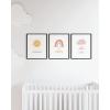 imageHAUS AND HUES Nursery Posters and Rainbow Wall Decor  Set of 3 Rainbow Wall Art for Kids Wall Art for Nursery Girl Kids Poster Hello Sunshine Classroom Decorations Beige Frame 11x14Black Framed
