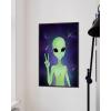 imageHAUS AND HUES Trippy Alien Poster  Extraterrestrial Wall Decor Psychedelic Art Print Trippy Alien Poster Unframed 24x36Alien Portrait