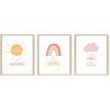 imageHAUS AND HUES Nursery Posters and Rainbow Wall Decor  Set of 3 Rainbow Wall Art for Kids Wall Art for Nursery Girl Kids Poster Hello Sunshine Classroom Decorations Beige Frame 11x14Beige Framed