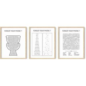 imageBathroom Eye Exam Rules Reviews Set of 3 Framed Black  24x36Forgot Your Phone