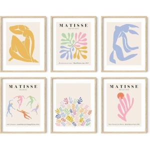 imageHAUS AND HUES Aesthetic Posters Matisse Poster  Set of 6 Matisse Wall Art Wall Posters Aesthetic Matisse Prints Art Exhibition Poster Mattise Art 8quot x 10quot UNFRAMEDPastel Matisse