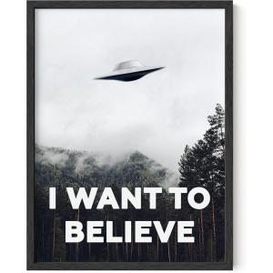 imageHAUS AND HUES Trippy Alien Poster  Extraterrestrial Wall Decor Psychedelic Art Print Trippy Alien Poster Unframed 24x36I Want to Believe