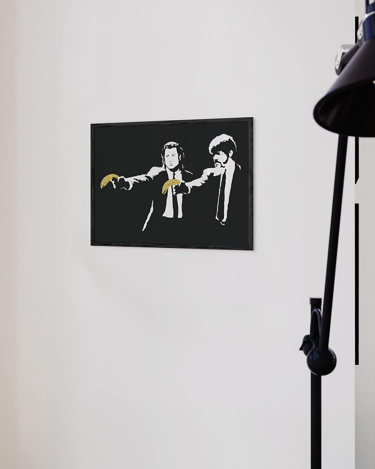 imageHAUS AND HUES Colorful Rain Graffiti Banksy Print  Street Art Wall Poster Ideal for Home and College Dorm Decor Beige Frame 24x36Banksy Pulp Fiction