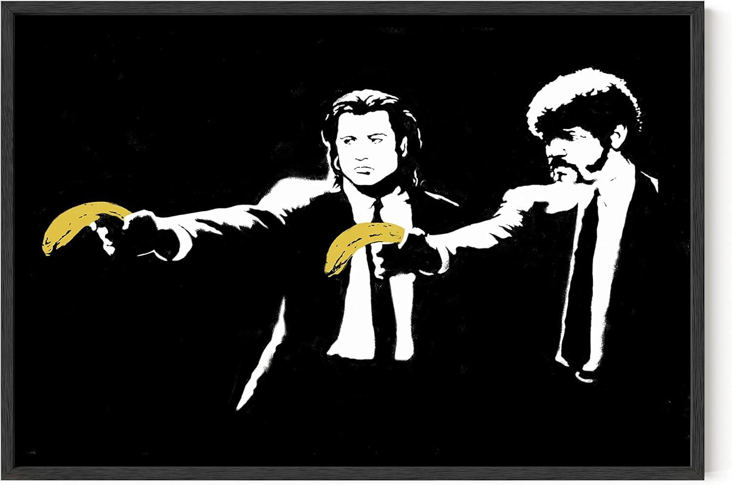 imageHAUS AND HUES Colorful Rain Graffiti Banksy Print  Street Art Wall Poster Ideal for Home and College Dorm Decor Beige Frame 24x36Banksy Pulp Fiction