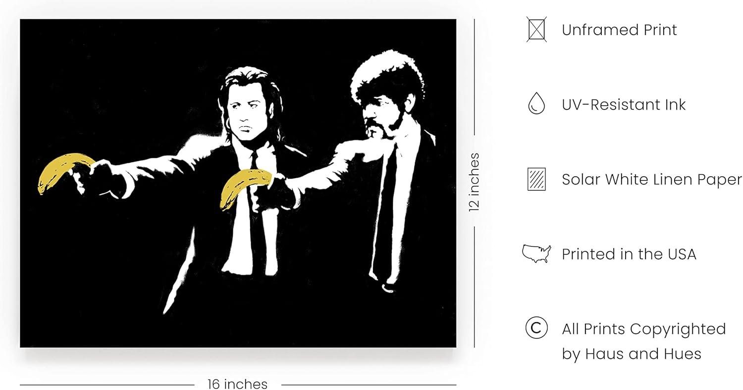 imageHAUS AND HUES Colorful Rain Graffiti Banksy Print  Street Art Wall Poster Ideal for Home and College Dorm Decor Beige Frame 24x36Banksy Pulp Fiction