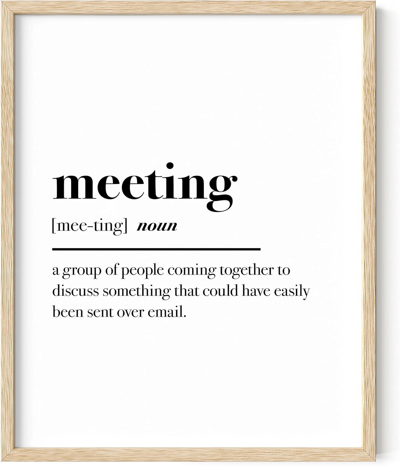 imageHAUS AND HUES Home Office Wall Decor  Funny Wall Art for Office Cubicle Wall Decor Funny Office Decorations for Work Funny Cubicle Decor Wall Sayings for Office Meeting Unframed 24x36Meeting