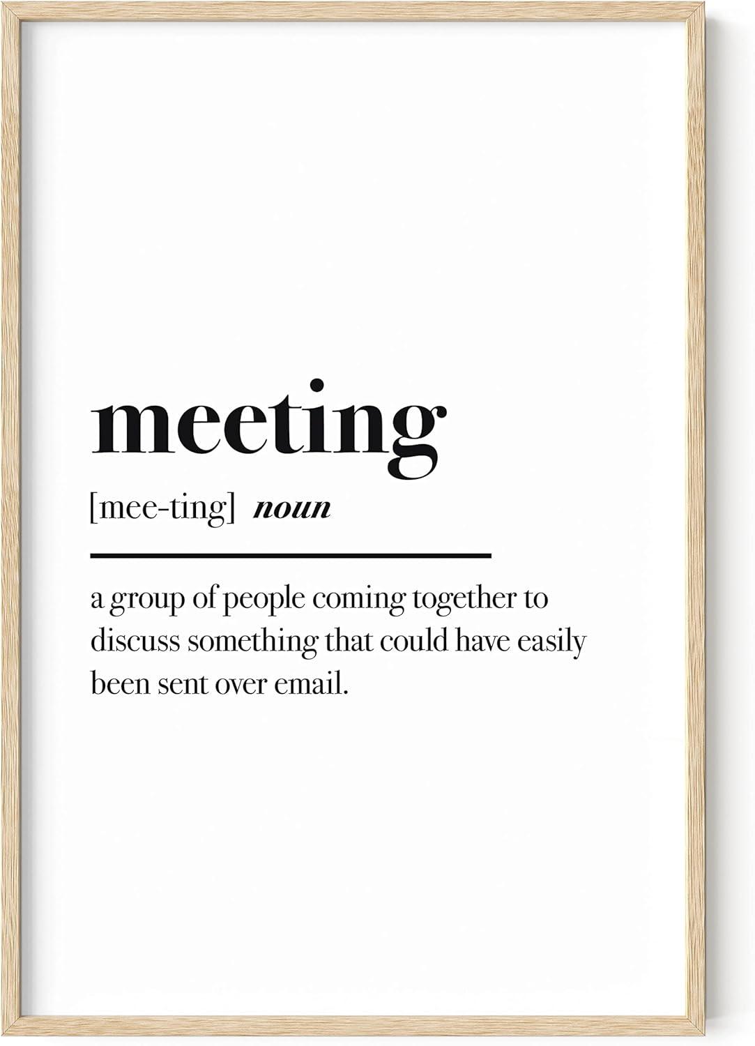 imageHAUS AND HUES Home Office Wall Decor  Funny Wall Art for Office Cubicle Wall Decor Funny Office Decorations for Work Funny Cubicle Decor Wall Sayings for Office Meeting Unframed 24x36Meeting