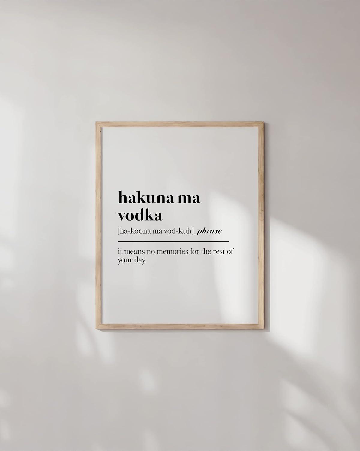 imageHAUS AND HUES Home Office Wall Decor  Funny Wall Art for Office Cubicle Wall Decor Funny Office Decorations for Work Funny Cubicle Decor Wall Sayings for Office Meeting Unframed 24x36Hakuna Ma Vodka