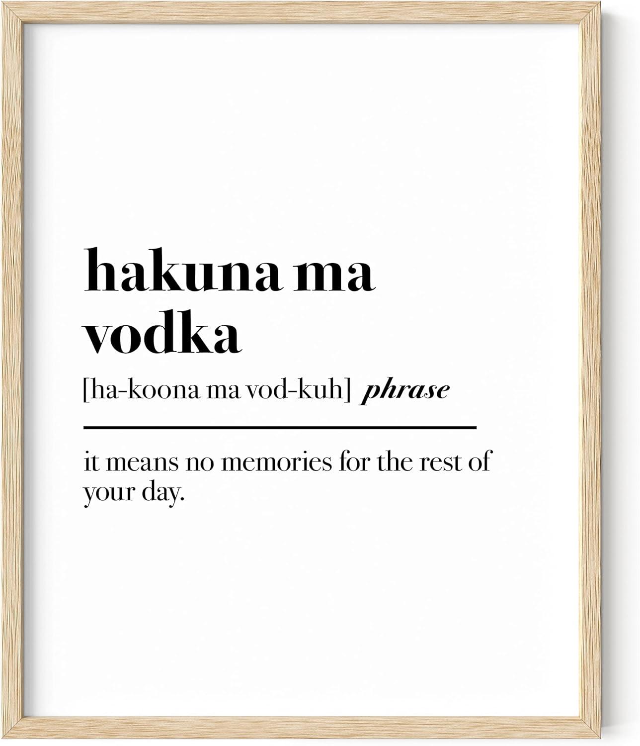 imageHAUS AND HUES Home Office Wall Decor  Funny Wall Art for Office Cubicle Wall Decor Funny Office Decorations for Work Funny Cubicle Decor Wall Sayings for Office Meeting Unframed 24x36Hakuna Ma Vodka