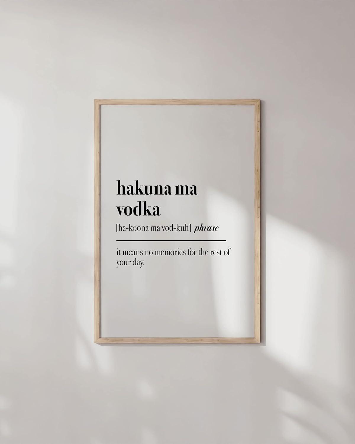 imageHAUS AND HUES Home Office Wall Decor  Funny Wall Art for Office Cubicle Wall Decor Funny Office Decorations for Work Funny Cubicle Decor Wall Sayings for Office Meeting Unframed 24x36Hakuna Ma Vodka