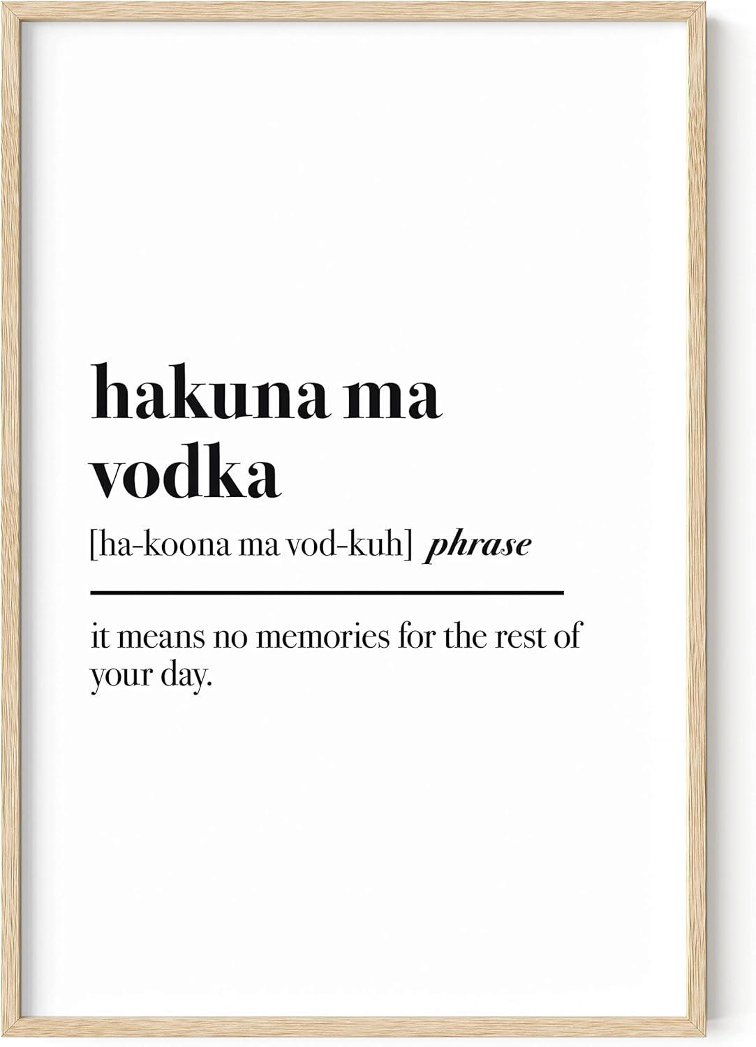 imageHAUS AND HUES Home Office Wall Decor  Funny Wall Art for Office Cubicle Wall Decor Funny Office Decorations for Work Funny Cubicle Decor Wall Sayings for Office Meeting Unframed 24x36Hakuna Ma Vodka