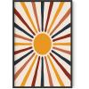 imageHAUS AND HUES Boho Framed Wall Art  Southwestern Geometric Sun Print Mid Century Modern Decor Black Frame 12x16Sun Rays