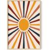 imageHAUS AND HUES Boho Framed Wall Art  Southwestern Geometric Sun Print Mid Century Modern Decor Black Frame 12x16Sun Rays