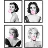 imageHAUS AND HUES Celebrity Wall Art  Set of 4 Fashion Wall Posters  Audrey Hepburn Marilyn Monroe Grace Kelly Elizabeth Taylor 11x14 Black FramedUnframed