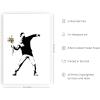 imageHAUS AND HUES Colorful Rain Graffiti Banksy Print  Street Art Wall Poster Ideal for Home and College Dorm Decor Beige Frame 24x36Banksy Flower Thrower
