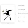 imageHAUS AND HUES Colorful Rain Graffiti Banksy Print  Street Art Wall Poster Ideal for Home and College Dorm Decor Beige Frame 24x36Banksy Flower Thrower
