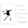 imageHAUS AND HUES Colorful Rain Graffiti Banksy Print  Street Art Wall Poster Ideal for Home and College Dorm Decor Beige Frame 24x36Banksy Flower Thrower