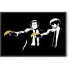 imageHAUS AND HUES Colorful Rain Graffiti Banksy Print  Street Art Wall Poster Ideal for Home and College Dorm Decor Beige Frame 24x36Banksy Pulp Fiction