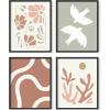 imageHAUS AND HUES Mountain Wall Art  Set of 4 MidCentury Modern Landscape Decor Nature ampamp Modern Art Wall Art  Black Framed 8x10Coral and Green