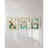 imageHAUS AND HUES Set of 3 Danish Pastel Wall Decor Framed  Matisse Wall Art Danish Pastel Aesthetic Room Decor Beige Frame 12x16Tropical Bohemian Watercolor