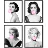 imageHAUS AND HUES Celebrity Wall Art  Set of 4 Fashion Wall Posters  Audrey Hepburn Marilyn Monroe Grace Kelly Elizabeth Taylor 11x14 Black FramedUnframed