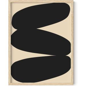 imageHAUS AND HUES Abstract Wall Art  Mid Century Modern Prints Neutral Decor Beige Wood Lines UNFRAMED 12x16Stacked Ovals