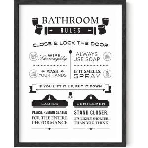 imageHAUS AND HUES Funny Bathroom Decor ampamp Bathroom Prints Funny Bathroom Signs ampamp Funny Wall Decor Bathroom Humor Wall Decor Fun Bathroom Signs Decor Funny Bathroom BeardMullet Framed Black 24quotx36quotRules