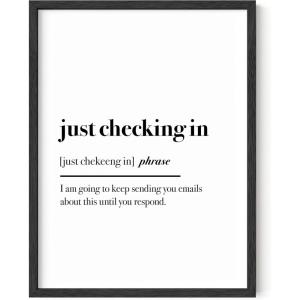imageHAUS AND HUES Funny Wall Dcor  Home Office Wall Decor Funny Quotes for Walls Office Wall Decor Quotes Funny Wall Art for Office Home Office Funny Quotes Just Checking In Unframed 24x36Just Checking In