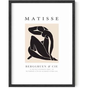 imageHAUS AND HUES Henri Matisse Prints and Posters  Matisse Paper Cutouts Art Exhibition Poster Minimalist Matisse Posters Abstract Prints Matisse Black and White Leaf Matisse Framed Beige 24x36Black Nude